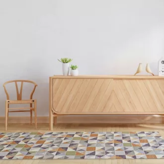   Impregnált futószőnyeg Londa Ochre színes háromszögek 65 cm