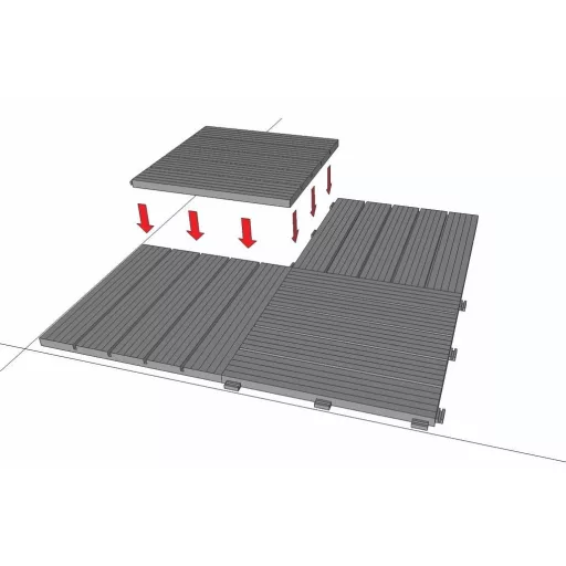 Easy Tile Teraszburkolat Cosmopolitan Grafit 30x30cm 15 mm